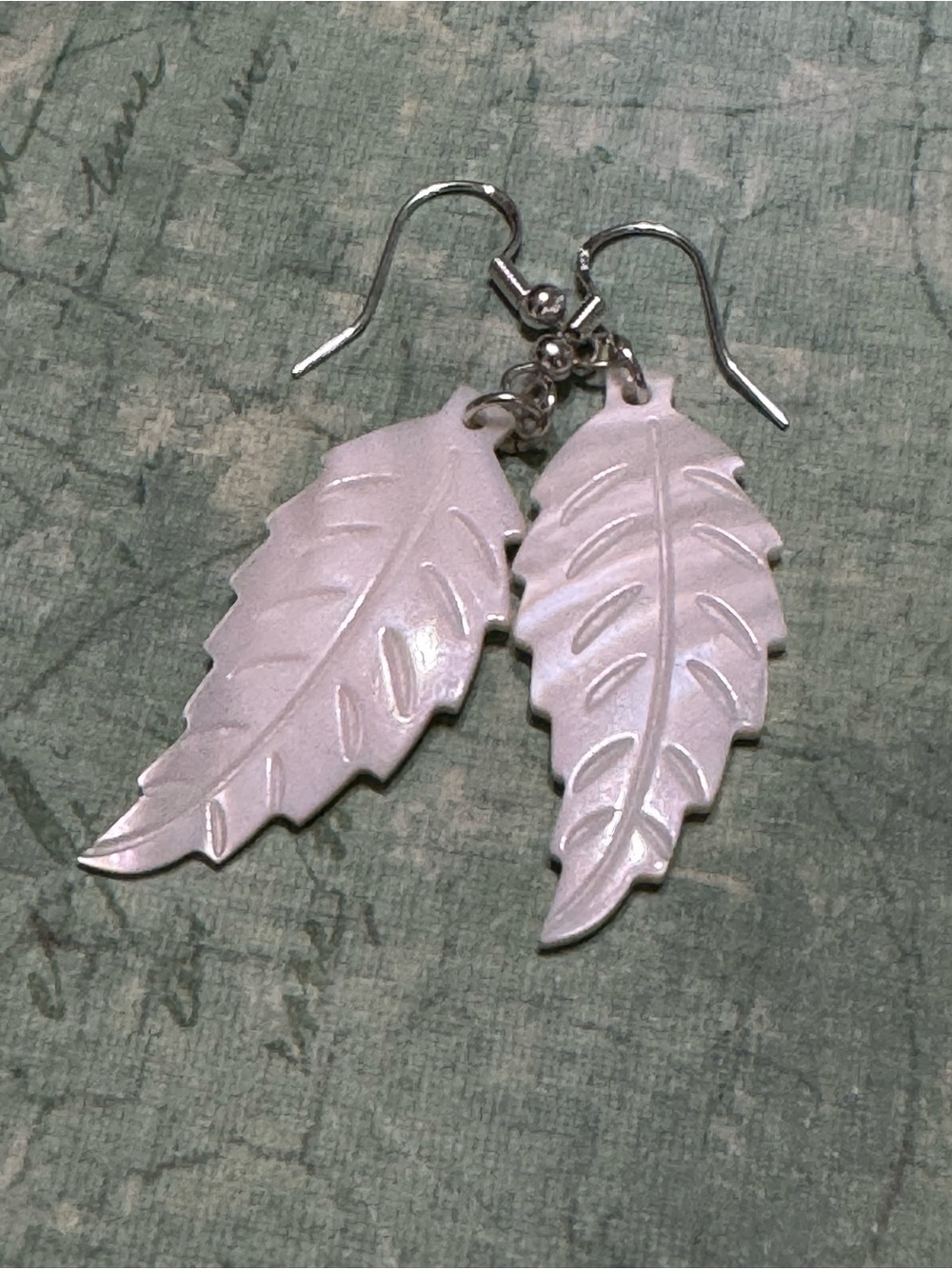 MOTHER OF PEARL LEAF EARRINGS